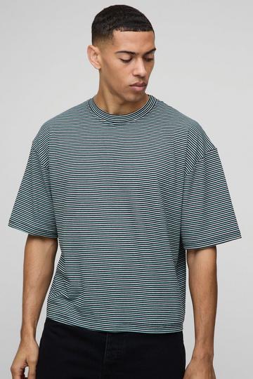 Oversized Boxy Rib Stripe T-Shirt sage