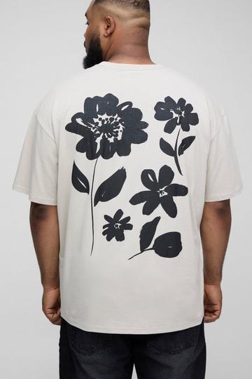 Plus Floral Graphic Oversized T-Shirt stone