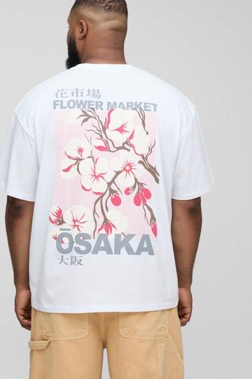 Plus Osaka Cherry Blossom Graphic Oversized T-Shirt white