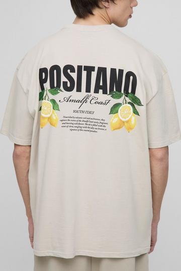 Tall Lemon Back Graphic Oversized T-Shirt stone