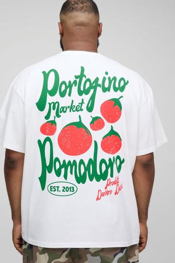 Plus Tomato Graphic Oversized T-Shirt white