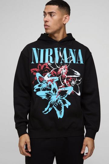 Oversized Gelicenseerde Nirvana Bloemen Hoodie black