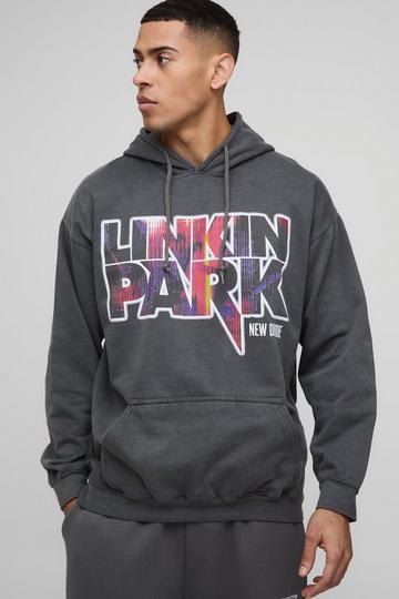 Charcoal Grey Oversized Link Park Washed License Hoodie