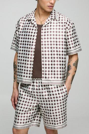 Ensemble oversize satiné à manches courtes stone