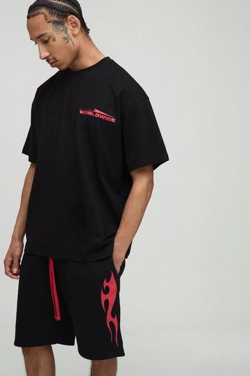 Oversized Worldwide T-Shirt En Shorts Set black