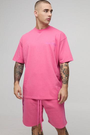 Oversized Worldwide Graphic T-Shirt & Short Set pink