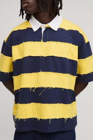 Oversized Versleten Boxy Rugby Polo Met Korte Mouwen mustard