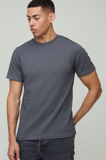 Slim Fit Contrast Waffle T-Shirt charcoal