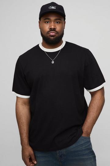 Plus Ringer Crew Neck Regular Fit T-Shirt black