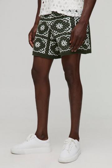 Relaxed Crochet Knitted Short forest