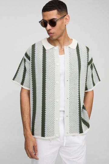 Regular Fit Stripe Knitted Shirt sage