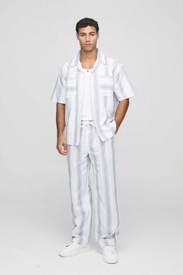 Oversized Textured Shirt & Relaxed Trouser Set light blue
