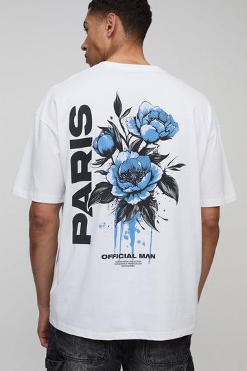 Oversized Paris Floral T-Shirt white