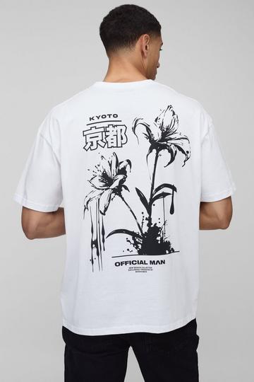 Oversized Tokyo Bloemen T-Shirt white