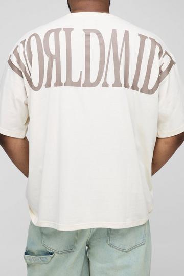 Plus Oversized Worldwide Over Seam Print T-Shirt ecru