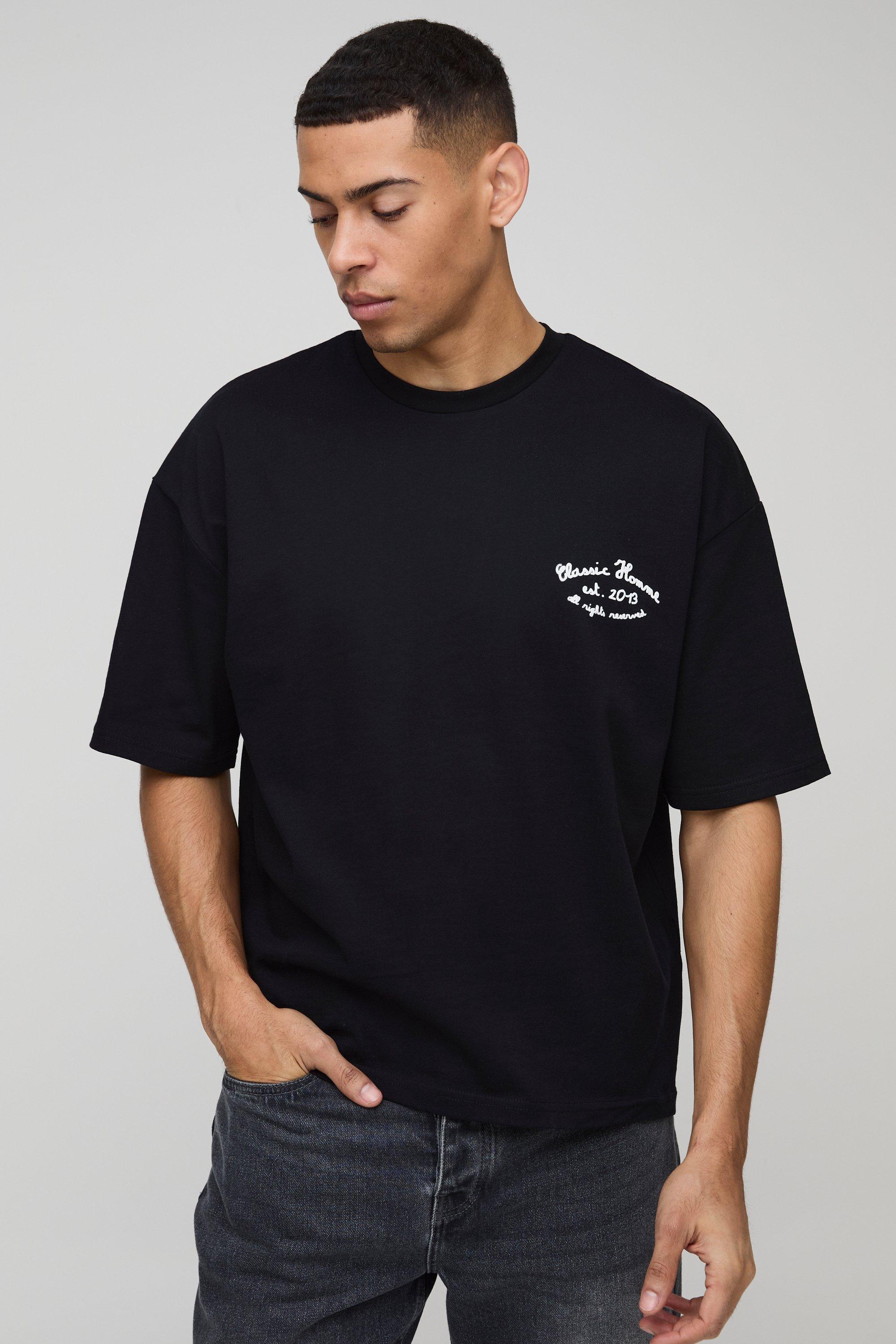 ◆ boohoo ◆ オーバーサイズ ボックス オム デボス Tシャツ Oversized Boxy Classic Homme Graphic T-Shirt | boohoo USA