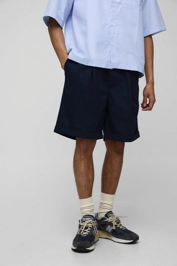 Geplooide Baggy Shorts navy