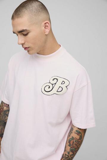 Oversized Varsity Embroidered T-Shirt pink
