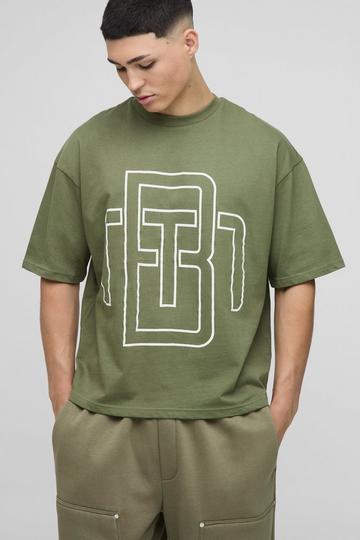Oversized Boxy BM Drop Shoulder T-Shirt khaki
