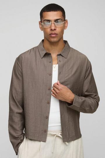 Super Oversized Gekreukeld Katoenen Overhemd Met Lange Mouwen khaki