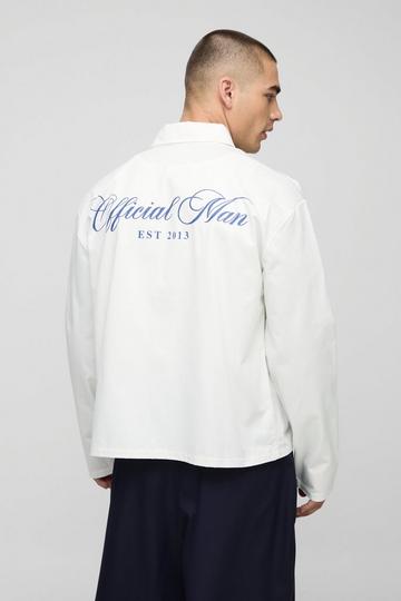 Oversized Boxy Back Printed Long Sleeve Shirt ecru