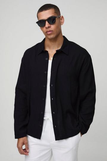 Oversized Kaasdoek Overhemd Met Kraag En Lange Mouwen black