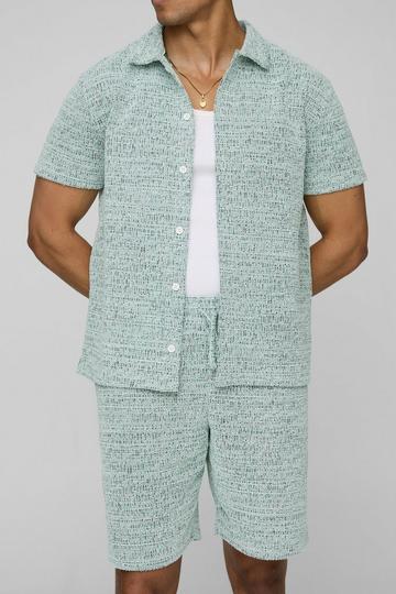 Regular Fit Overhemd Met Korte Mouwen En Comfortabele Shorts Set green