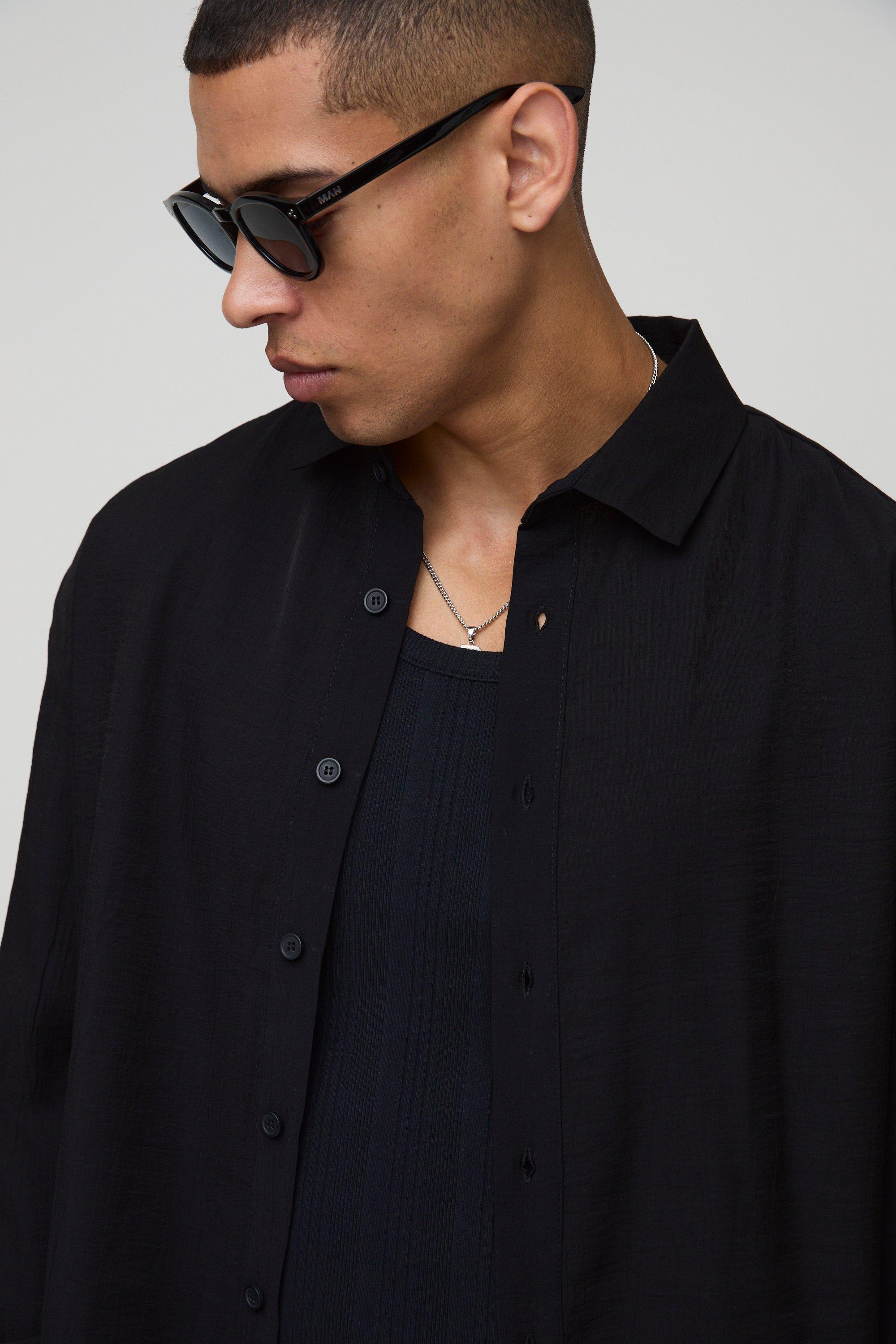 Crinkle Oversized Boxy Long Sleeve Shirt | boohoo USA Crinkle Oversized Boxy Long Sleeve Shirt | boohoo USA