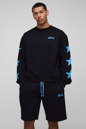 Oversized Boxy Ofcl Star Short Sweatshirt Tracksuit black