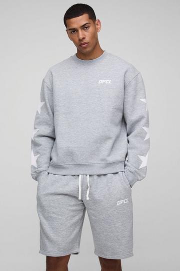 Oversized Boxy Ofcl Sterren Trainingspak Met Capuchon En Shorts grey marl