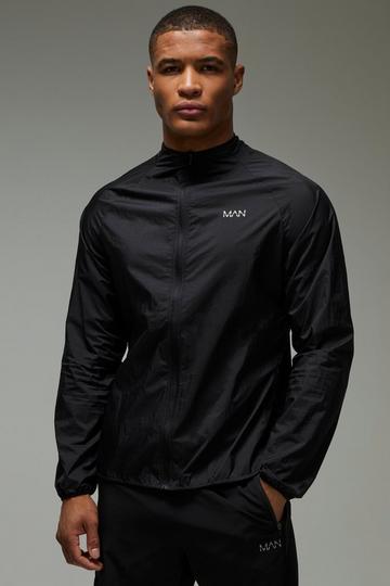Man Active Lightweight Shower Resistant Track Jacket black
