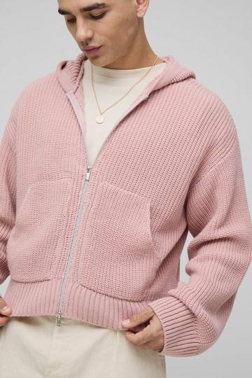 Sweat à capuche oversize côtelé light pink