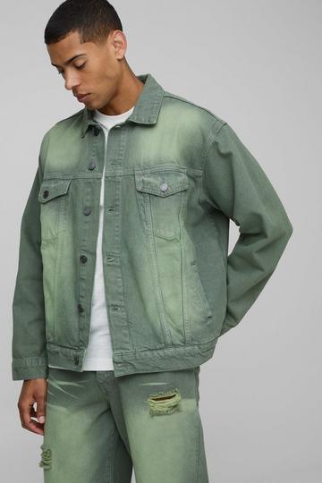 Regular Fit Green Tinted Denim Jacket green
