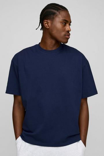 Oversized Basic T-Shirt Met Crewneck navy