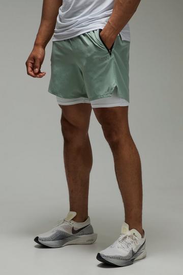 Man Active Stretch Woven 2in1 Shorts sage