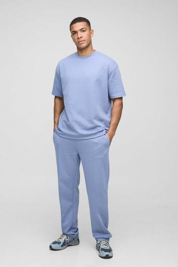 Oversized Interlock T-Shirt And Jogger Tracksuit dusty blue
