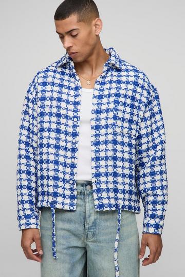 Oversize rutig skjorta med dragsko blue