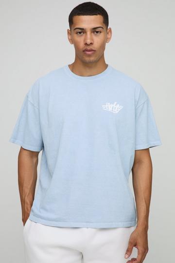 Oversized Gebleekt Homme Graffiti T-Shirt light blue