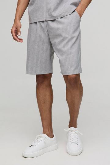 Relaxed Fit Striped Shorts light grey