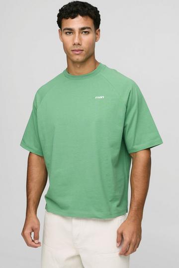 Oversized Boxy MAN Embroidered T-Shirt green
