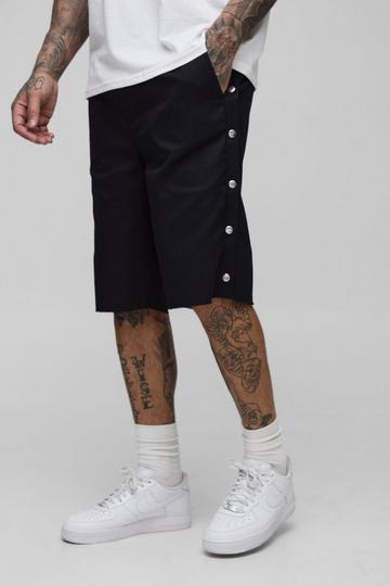Tall Relaxed Fit Popper Side Drawcord Shorts black