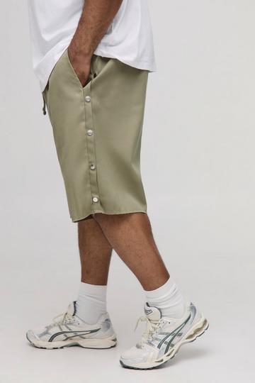 Plus Relaxed Fit Popper Side Drawcord Shorts light khaki