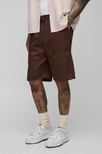Tall Utility Shorts Met Elastische Taille chocolate