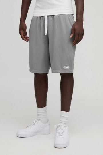 Relaxed Fit Man Mid Length Mesh Shorts grey