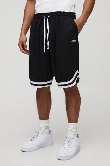 Man Middellange Mesh Basketbal Shorts black