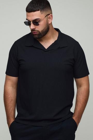 Plus Slim Revere Textured Polo black