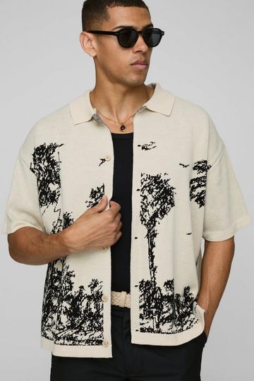 Gebreid Baggy Jacquard Overhemd ecru