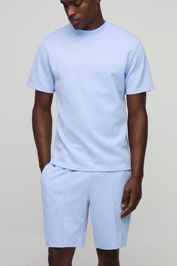 Regular Fit Man Scuba T-Shirt & Short Set light blue