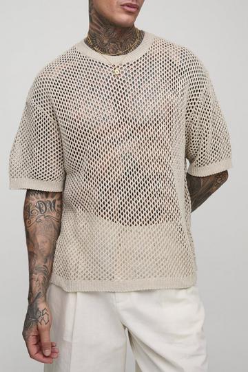 Tall Oversized Gehaakt Fishnet T-Shirt natural