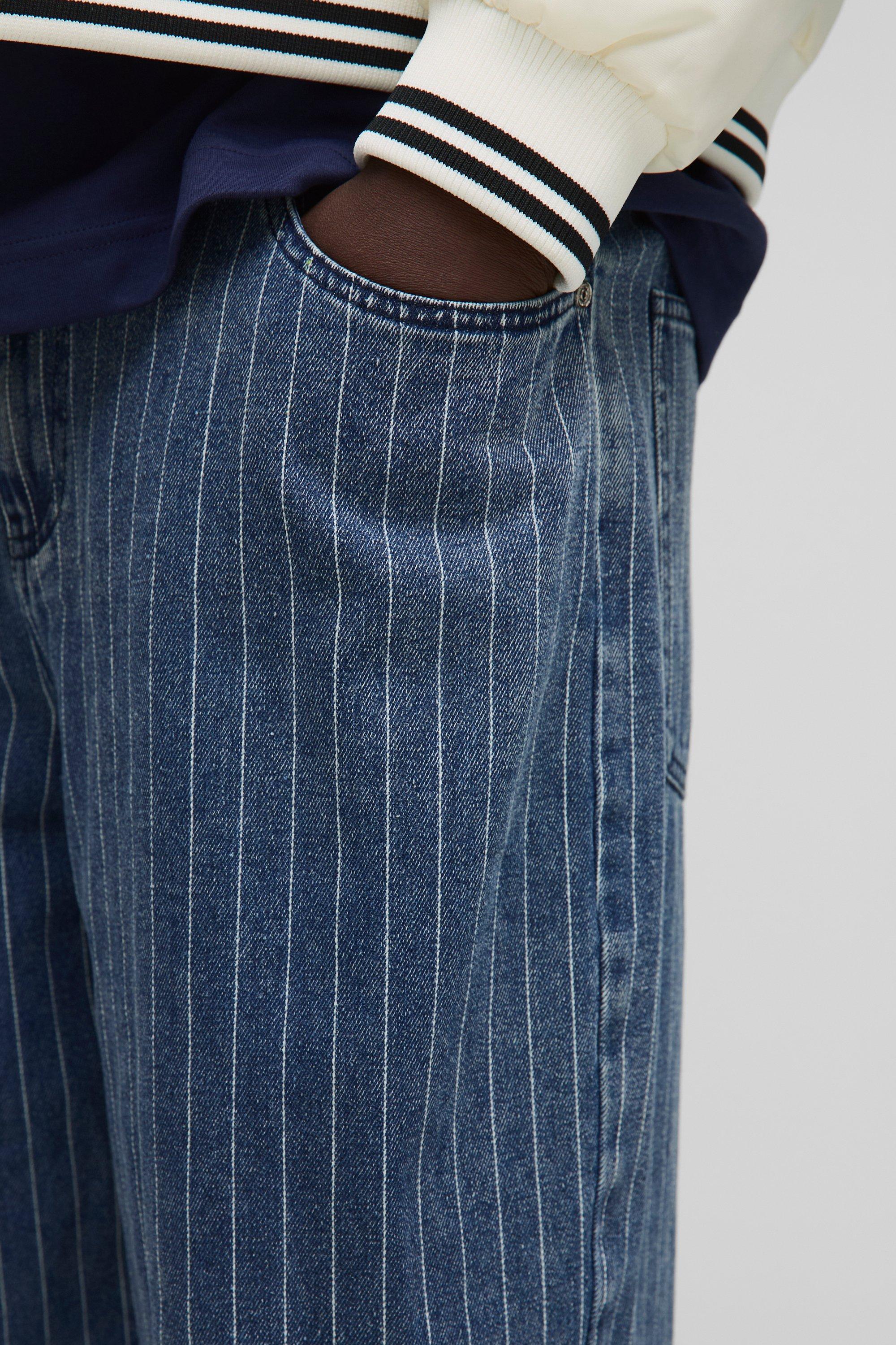 Baggy Fit Indigo Pinstripe Jeans
